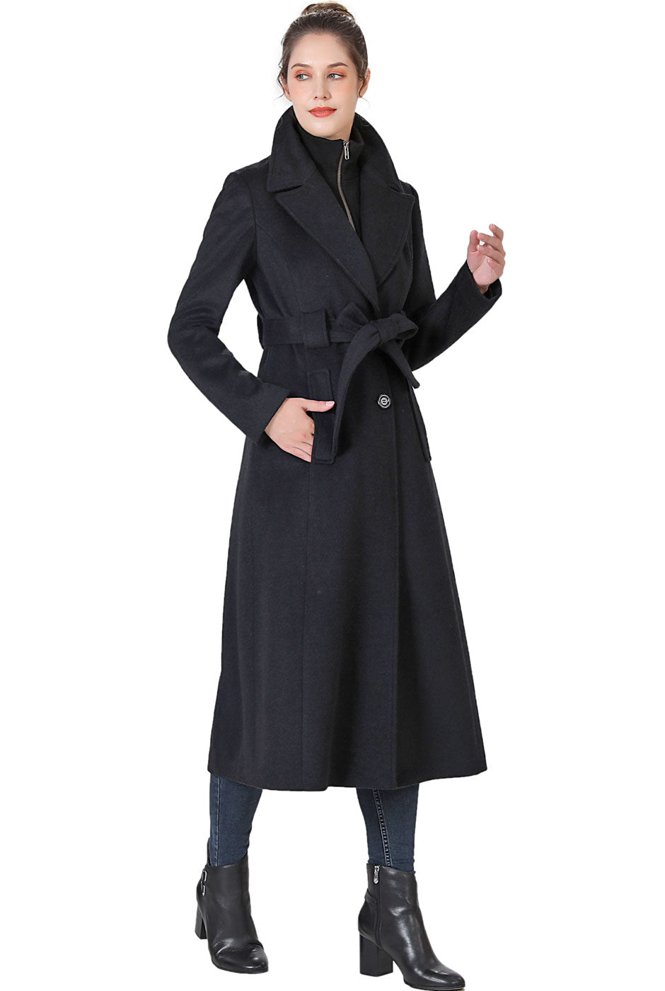 BGSD Women May Belted Wrap Wool Trench Coat