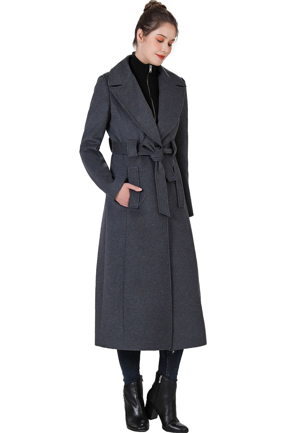 BGSD Women May Belted Wrap Wool Trench Coat