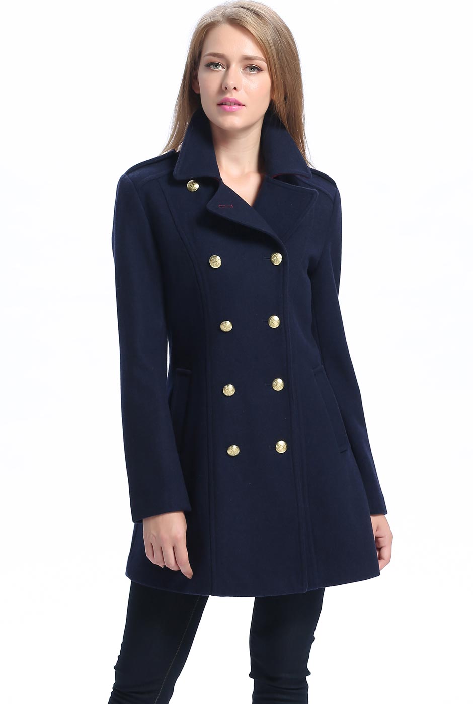 BGSD Women Victoria Wool Fitted Military Melton Coat