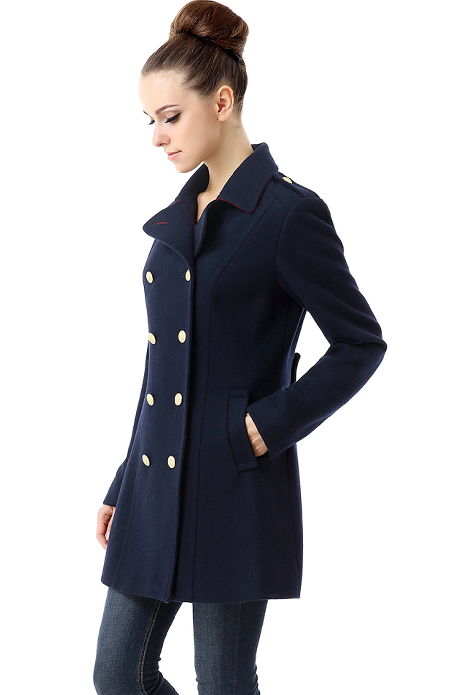 BGSD Women Victoria Wool Fitted Military Melton Coat