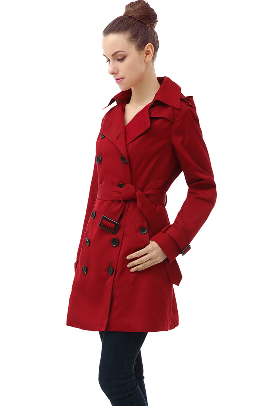 BGSD Women Leah Waterproof Hooded Mid Length Trench Coat – Luxury Lane