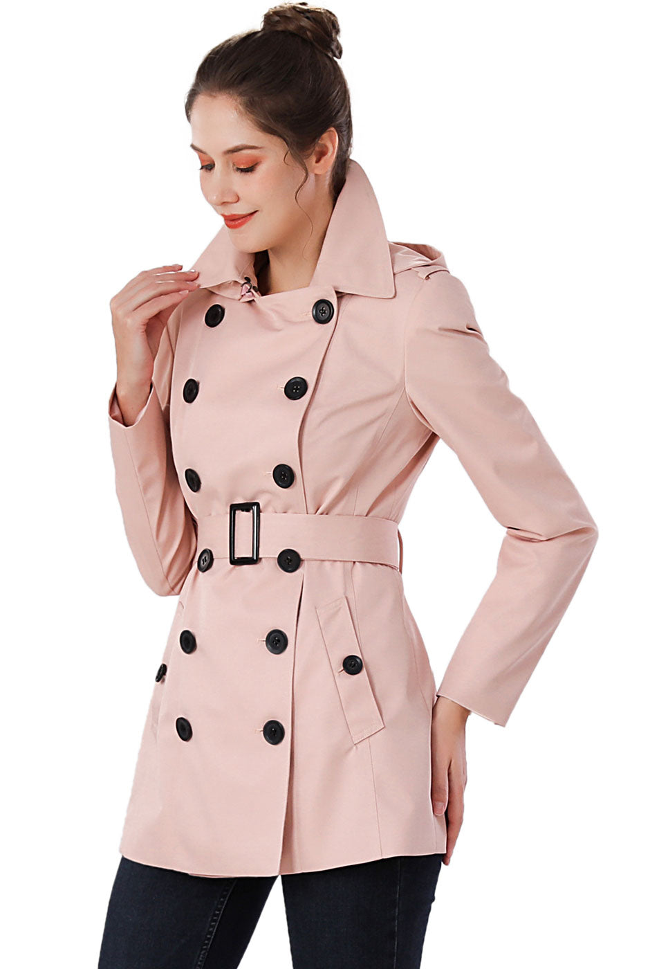BGSD Women Evelyn Waterproof Classic Hooded Short Trench Coat – Luxury Lane