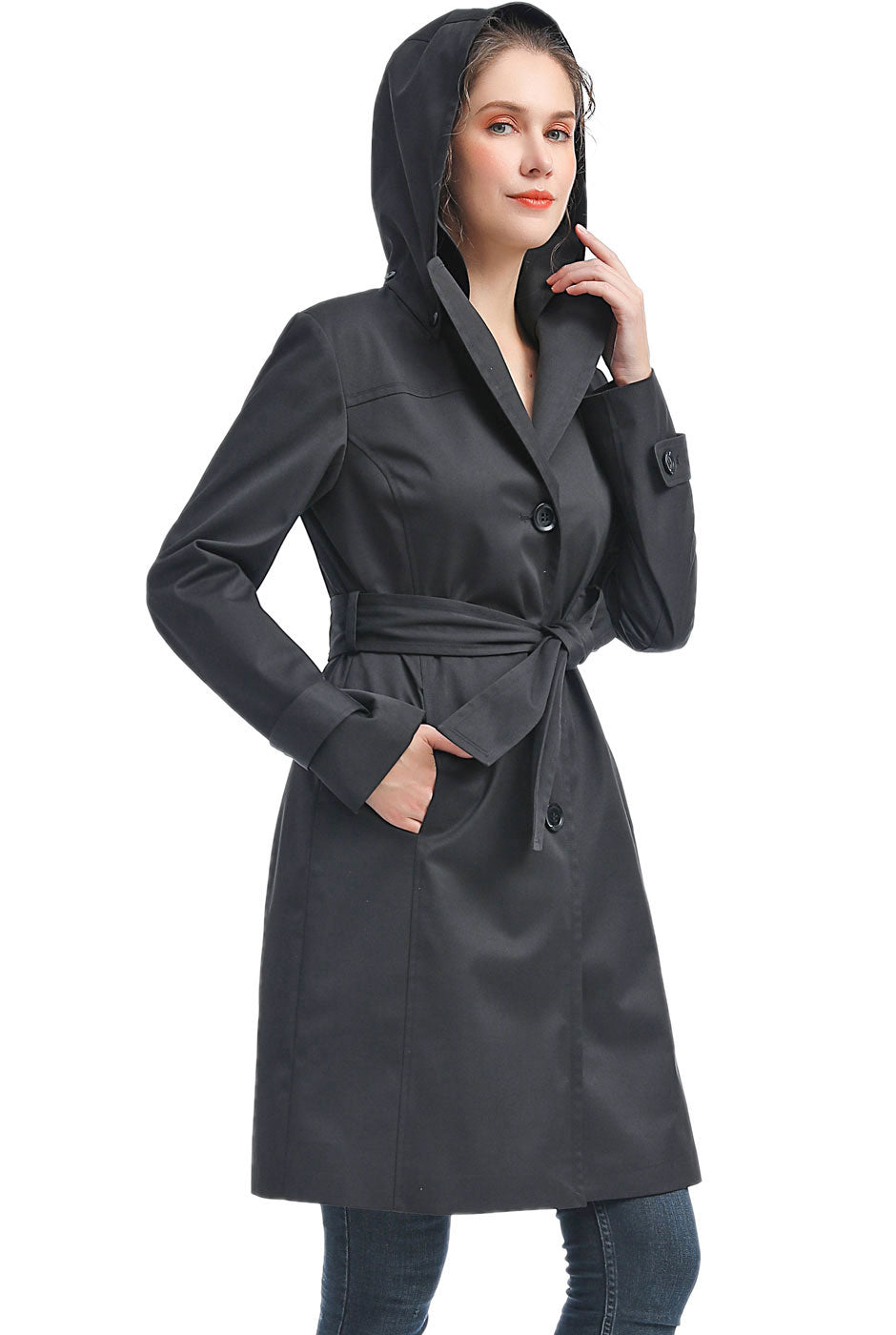 Womens black waterproof trench coat hotsell