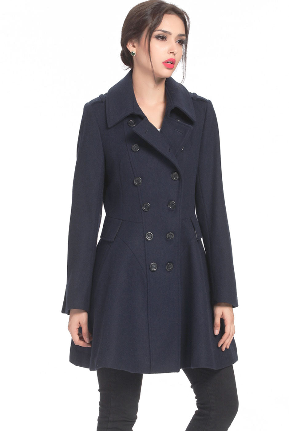 BGSD Women Emma Fit & Flare Wool Pea Coat – Luxury Lane