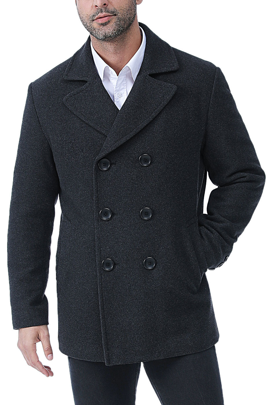 BGSD Men Hugh Wool Blend Pea Coat Luxury Lane