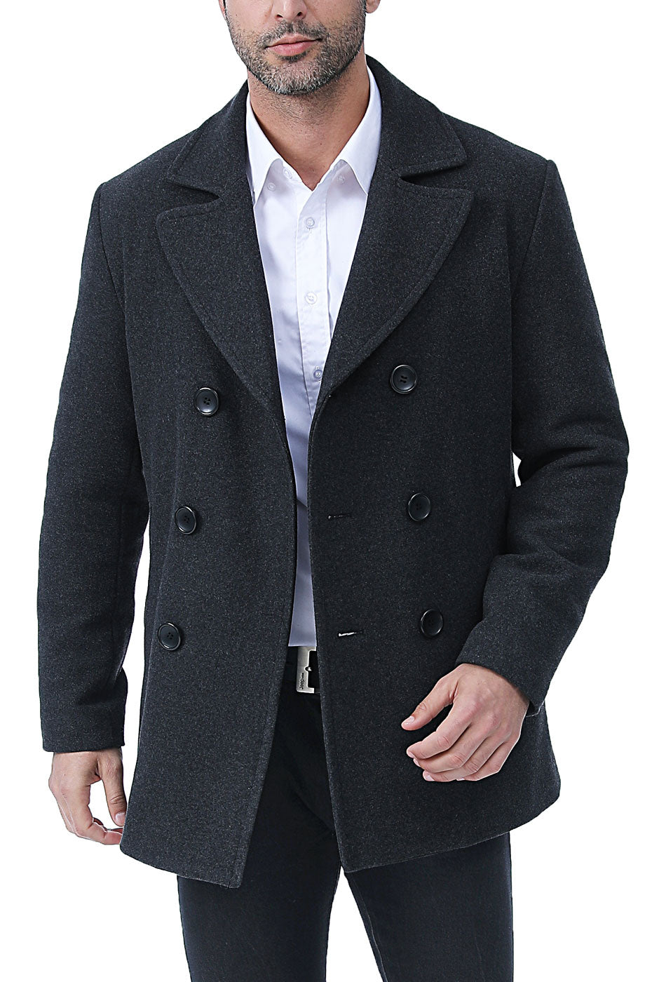 BGSD Men Mark Classic Wool Blend Pea Coat – Luxury Lane