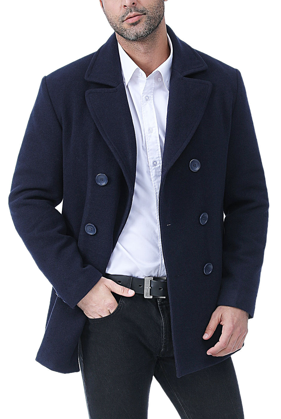 BGSD Men Hugh Wool Blend Pea Coat Luxury Lane