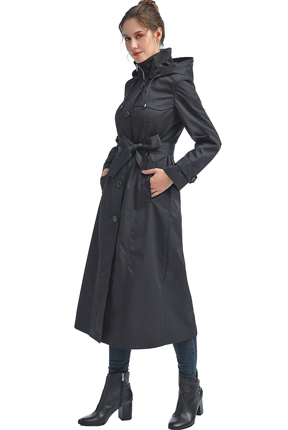 Black hooded shop waterproof coat