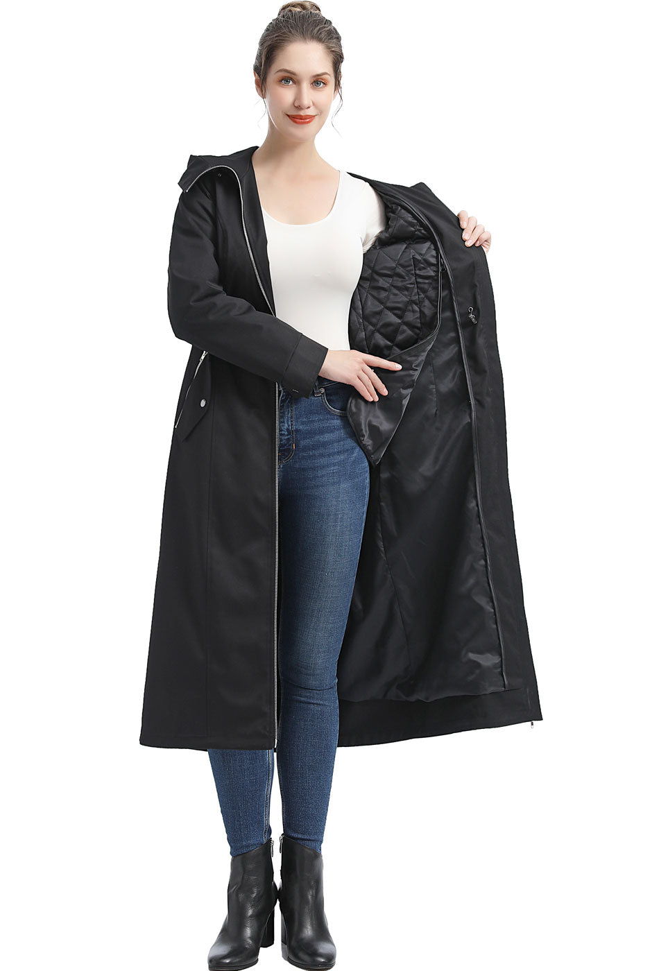 BGSD Women Zip-Out Lined Hooded Long Raincoat