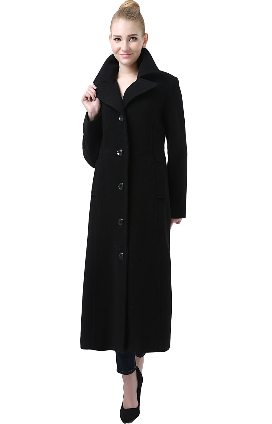 Women's maxi length clearance wool coat