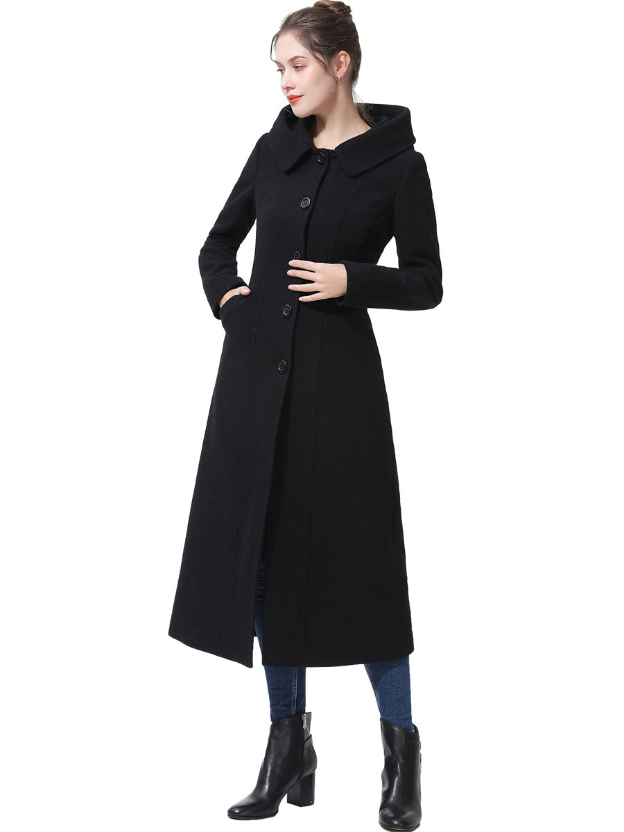 BGSD Women Kai Hooded Full Length Long Wool Coat