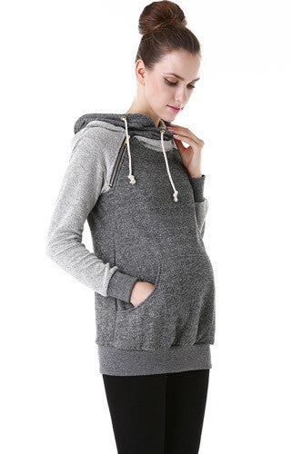 Kimi + Kai Maternity "Mattie" French Terry Asymmetrical Zip Hoodie