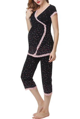 Glow & Grow Women's Ultra Soft Maternity & Nursing Pajamas Sleepwear Set