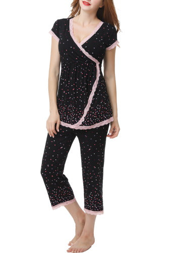 Glow & Grow Women's Ultra Soft Maternity & Nursing Pajamas Sleepwear Set
