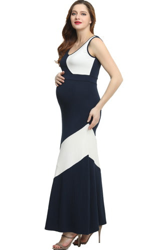 Kimi + Kai Maternity "Kiersten" Colorblock Maxi Dress