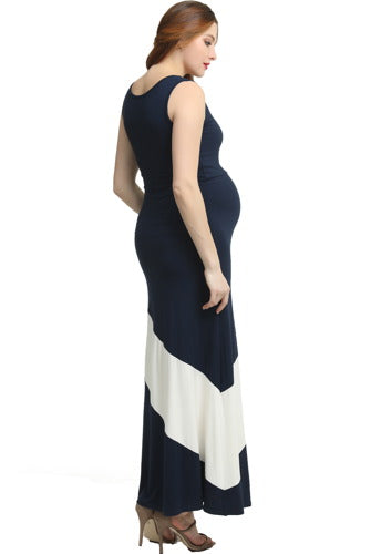 Kimi + Kai Maternity "Kiersten" Colorblock Maxi Dress