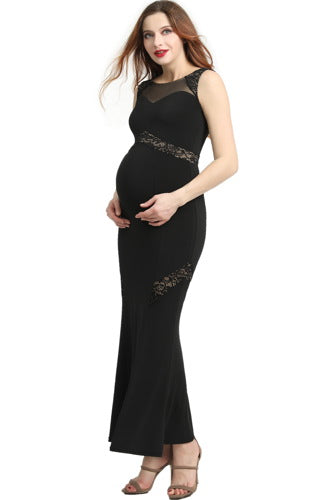 Kimi + Kai Maternity ''Corrine'' Lace Accent Mermaid Maxi Dress