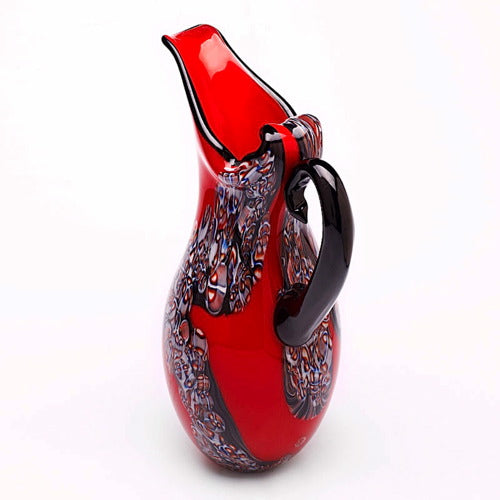 Luxury Lane Hand Blown Red Art Glass Pitcher Vase 15" tall