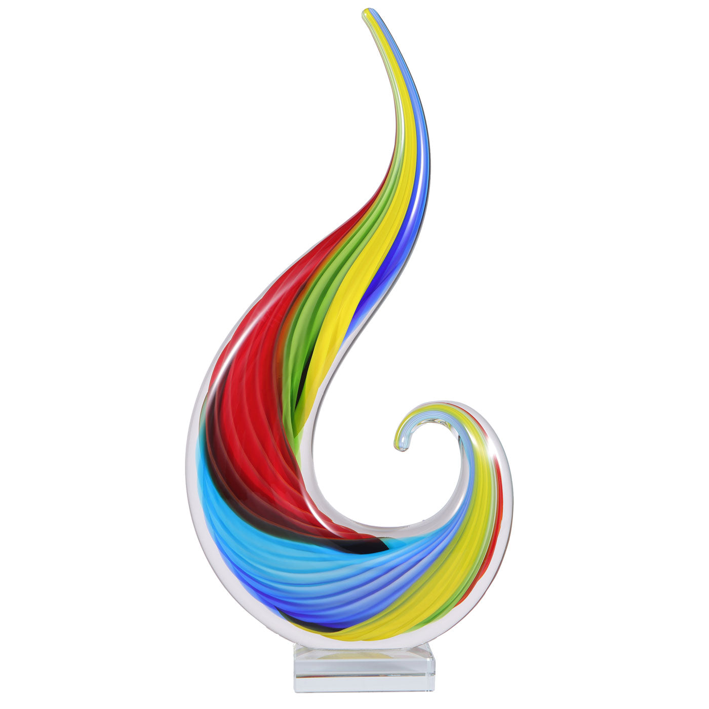 Hand Blown Rainbow Swirl Sommerso Art Glass Sculpture 12-15 inch tall