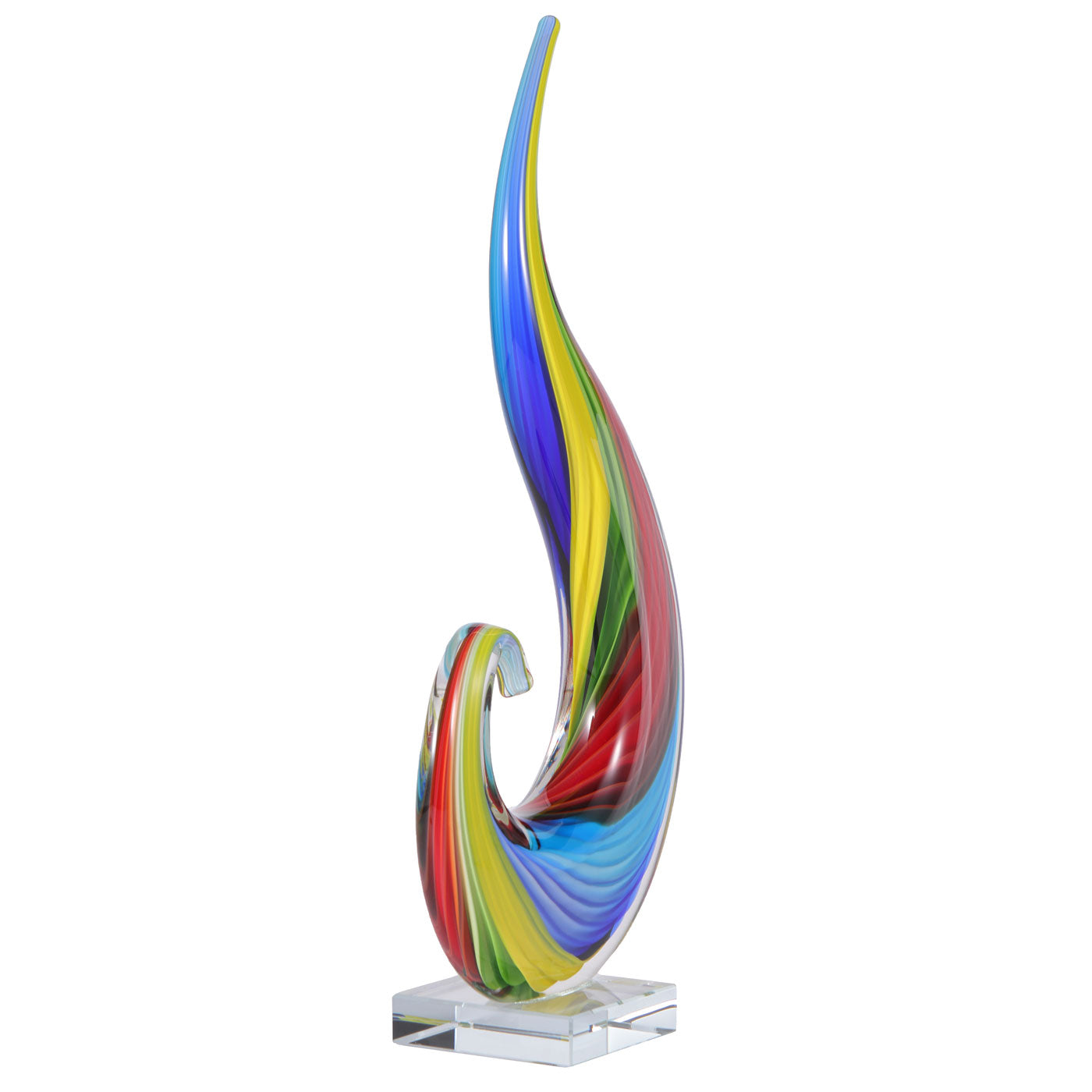 Hand Blown Rainbow Swirl Sommerso Art Glass Sculpture 15 inch tall